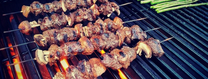 Whole 30 Balsamic Steak and Mushroom Skewers